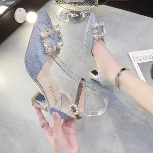 Amozae-Back to College 2024 New High Heels Pearl Shoes Women Pointed Toe Ankle Buckle Strap Party Dress Pumps Ladies Zapatos De Mujer Plataforma 34-40