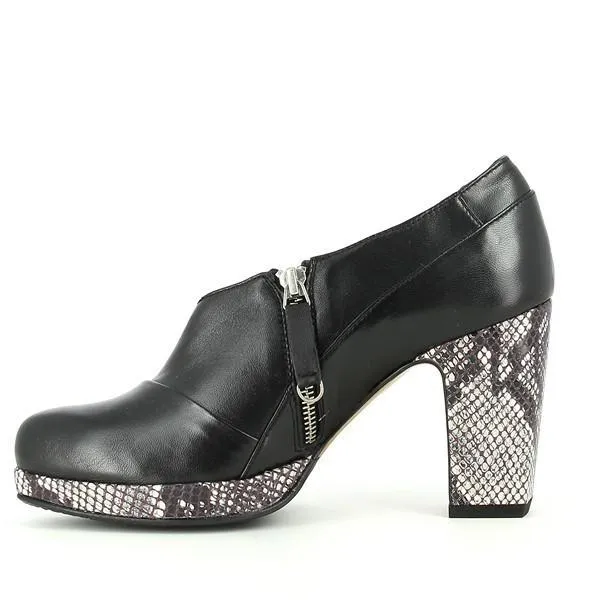 Audley 18555 Black Snake Print High Heel Booties