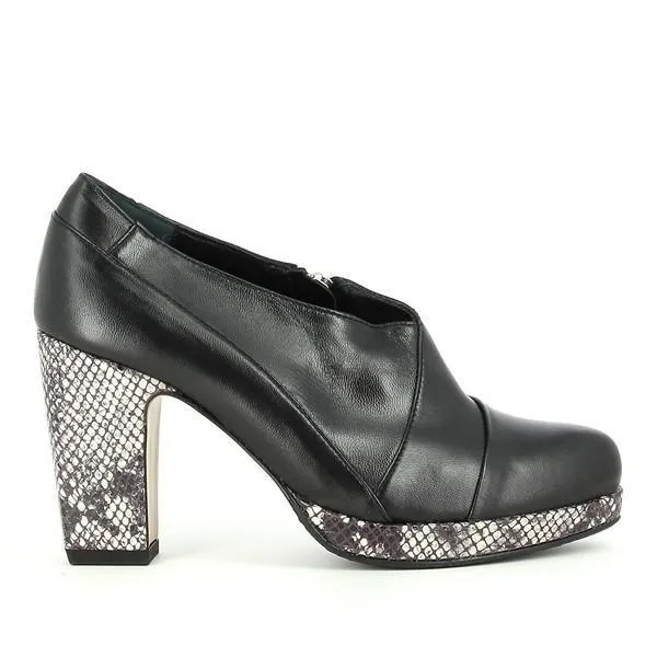 Audley 18555 Black Snake Print High Heel Booties
