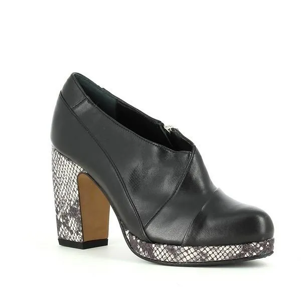 Audley 18555 Black Snake Print High Heel Booties