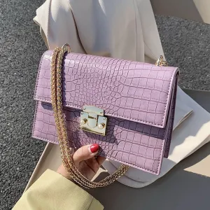 Back to College Crocodile pattern Square Crossbody bag 2020 New High quality PU Leather Women's Designer Handbag Chain Shoulder Messenger Bag