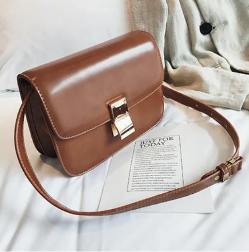 Back to College European Vintage Fashion Female Square Bag 2021 New High quality PU Leather Women's Handbag Simple Casual Shoulder Messenger Bag