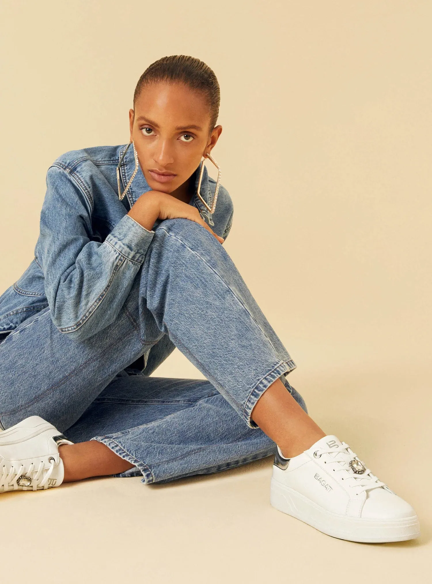 BAGATT White/Silver Platform Trainer