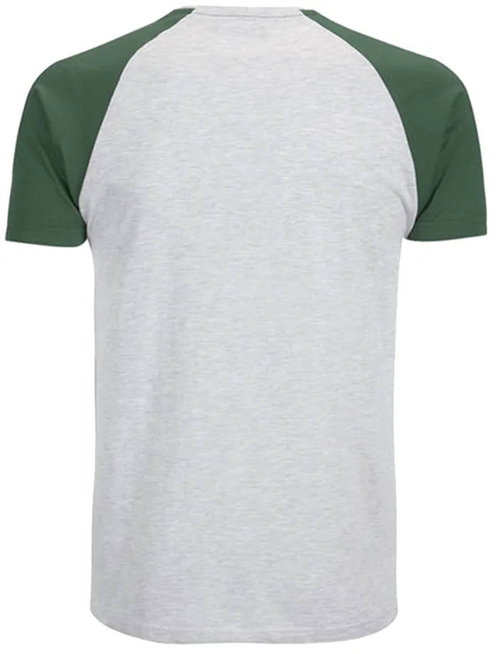 Baptist Raglan Sleeve Baseball T-Shirt in Ecru / Green