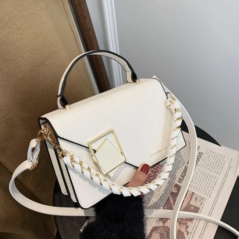 Braided chain Women Handbags Small PU Leather Crossbody Bags For Female 2021 Summer ladies flap Shoulder Bag Fashion phone bag
