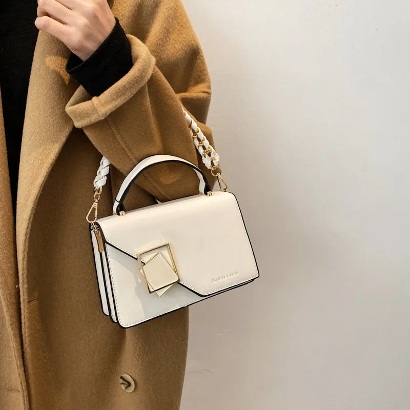 Braided chain Women Handbags Small PU Leather Crossbody Bags For Female 2021 Summer ladies flap Shoulder Bag Fashion phone bag
