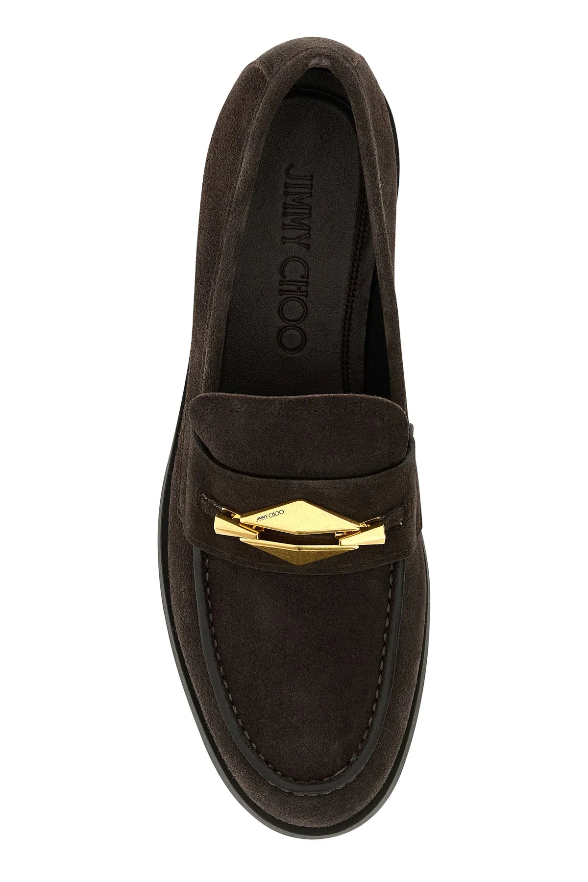 Brown suede Maddie Diamond loafers