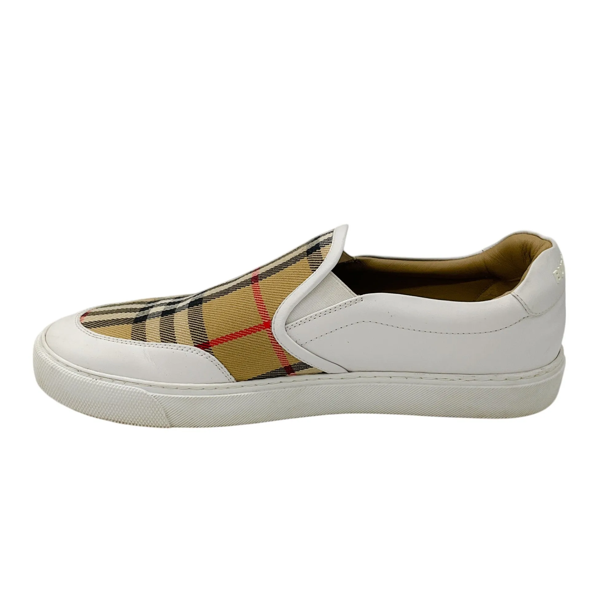 Burberry White / Tan Nova Check Low Top Sneakers