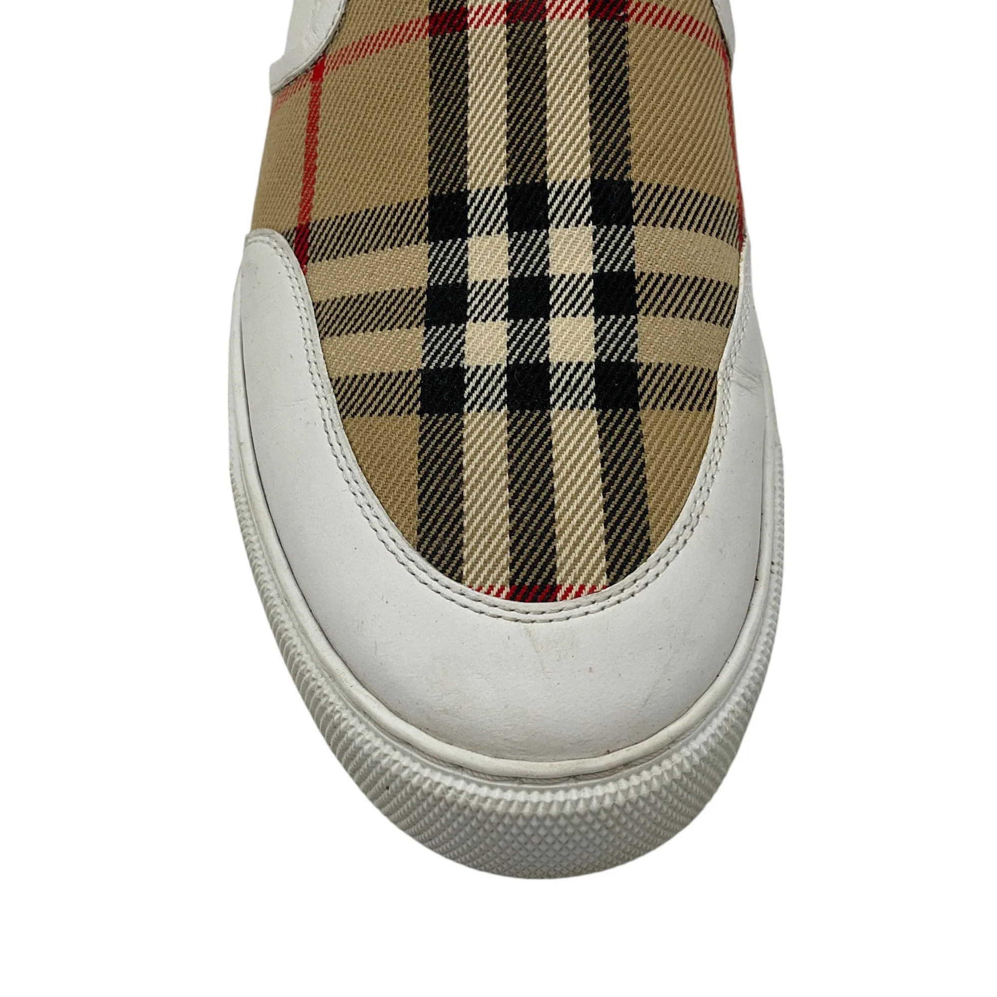 Burberry White / Tan Nova Check Low Top Sneakers