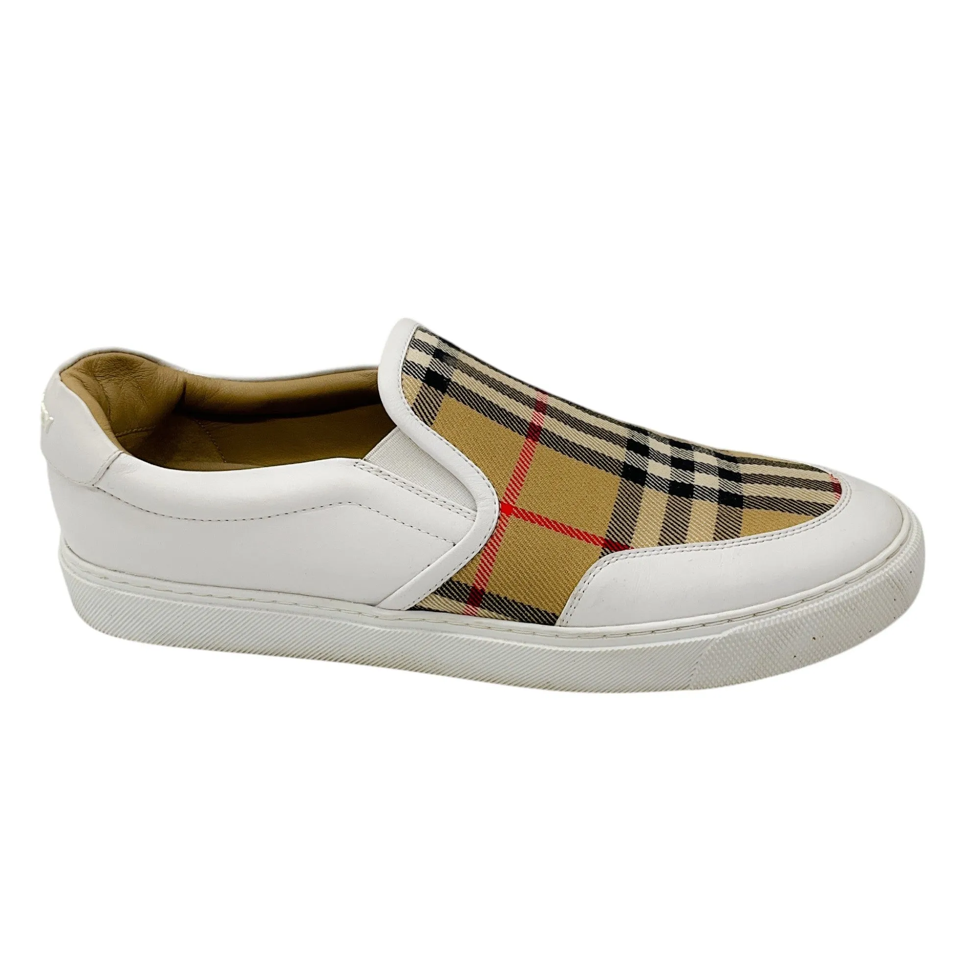 Burberry White / Tan Nova Check Low Top Sneakers