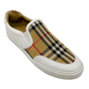 Burberry White / Tan Nova Check Low Top Sneakers