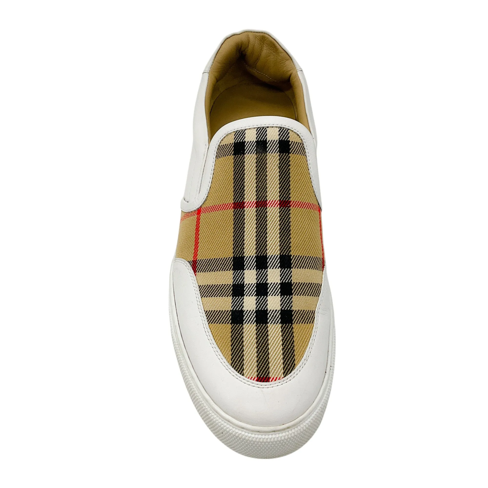 Burberry White / Tan Nova Check Low Top Sneakers