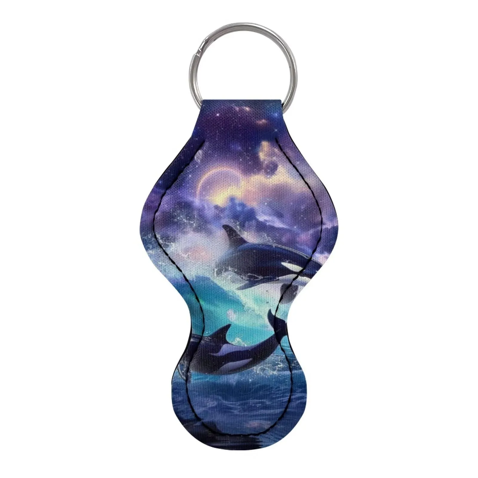 BYCHECAR Killer Whale Galaxy Chapstick Keychain Holder Kids Women Stocking Stuffers Lip Sleeve Pouch Key Chain Holder Lipgloss Lipstick Holder Small Gifts