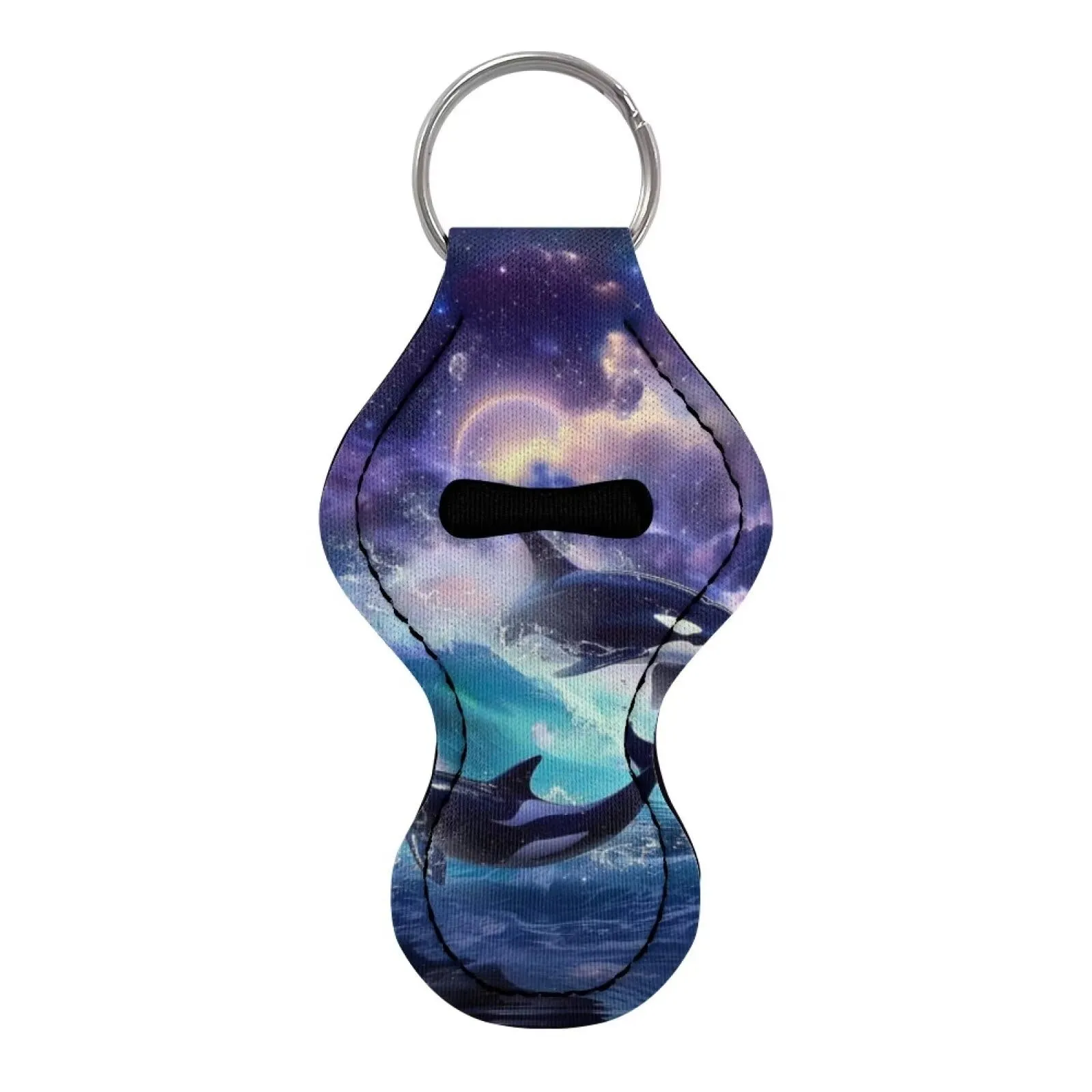 BYCHECAR Killer Whale Galaxy Chapstick Keychain Holder Kids Women Stocking Stuffers Lip Sleeve Pouch Key Chain Holder Lipgloss Lipstick Holder Small Gifts