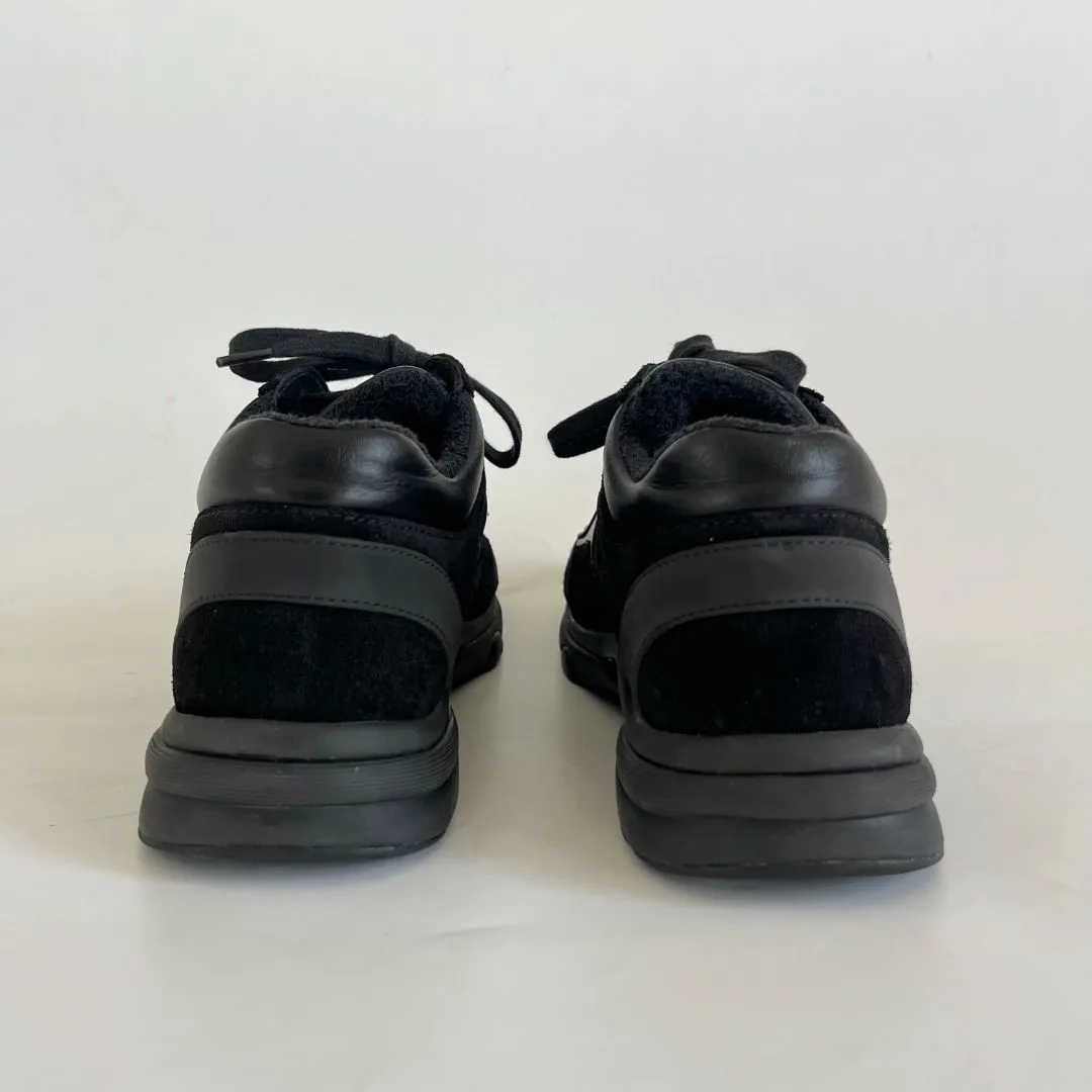 Chanel black suede and leather low top lace up sneakers, 37.5