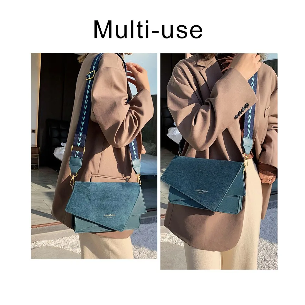 Christmas Gift Contrast Color Crossbody Bags For Women 2021 Messenger Shoulder Bag Suede PU Leather Ladies Purses and Handbags CrossBody Bag