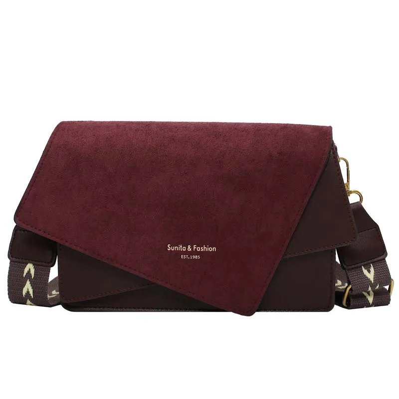Christmas Gift Contrast Color Crossbody Bags For Women 2021 Messenger Shoulder Bag Suede PU Leather Ladies Purses and Handbags CrossBody Bag