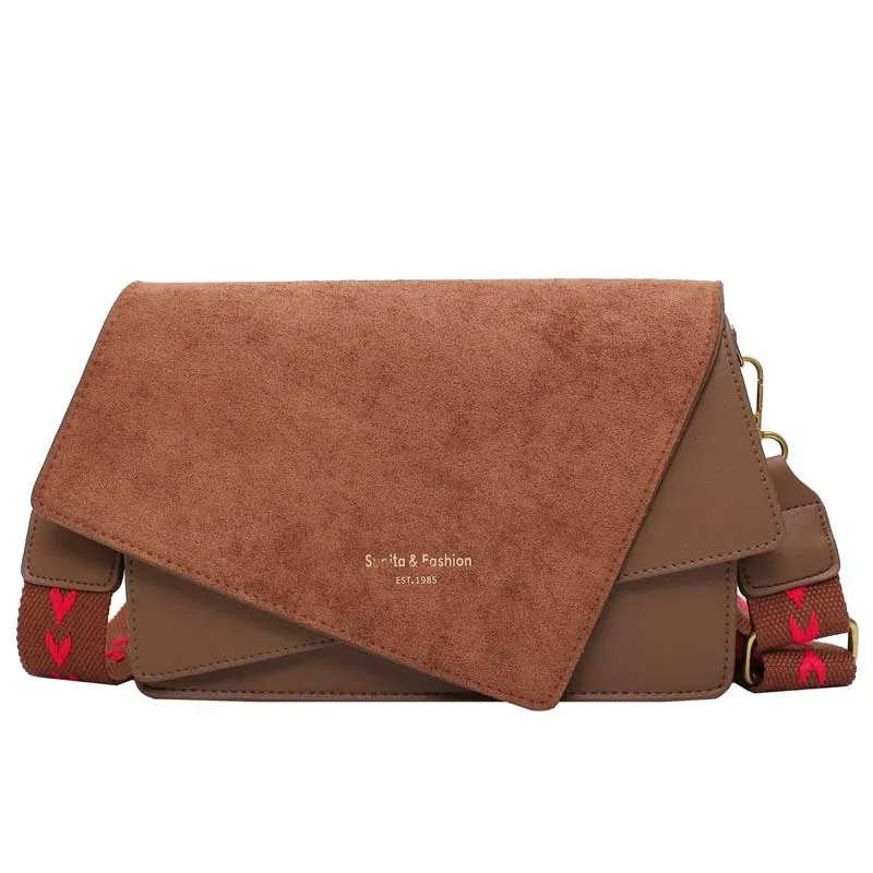 Christmas Gift Contrast Color Crossbody Bags For Women 2021 Messenger Shoulder Bag Suede PU Leather Ladies Purses and Handbags CrossBody Bag