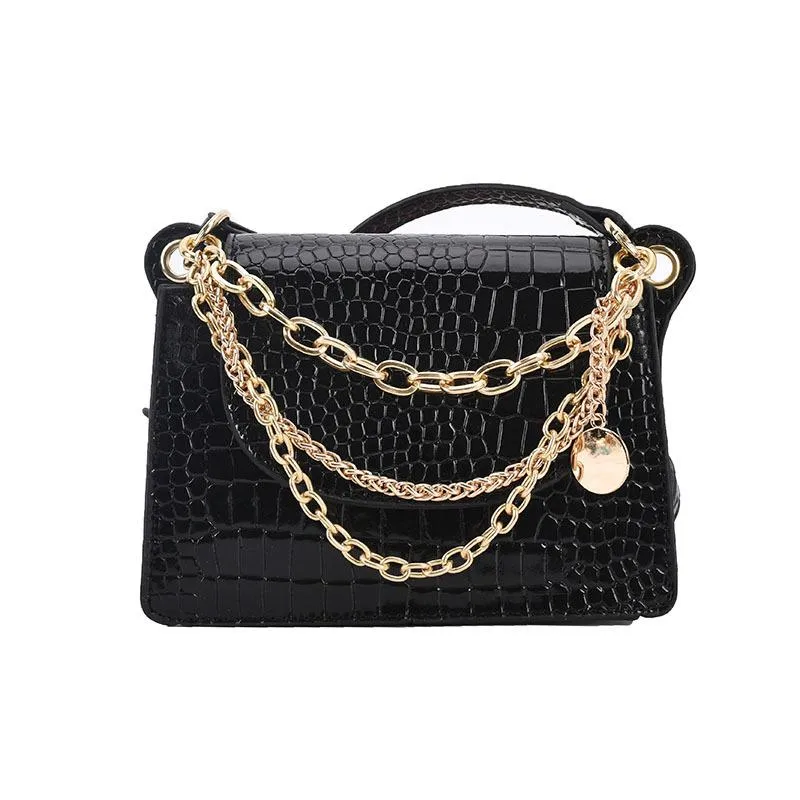 Christmas Gift Crocodile Pattern Square Chain Bag 2021 Fashion New High Quality Soft Pu Leather Women's Designer Handbag Shoulder Messenger Bag