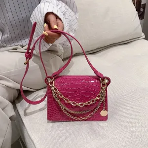 Christmas Gift Crocodile Pattern Square Chain Bag 2021 Fashion New High Quality Soft Pu Leather Women's Designer Handbag Shoulder Messenger Bag