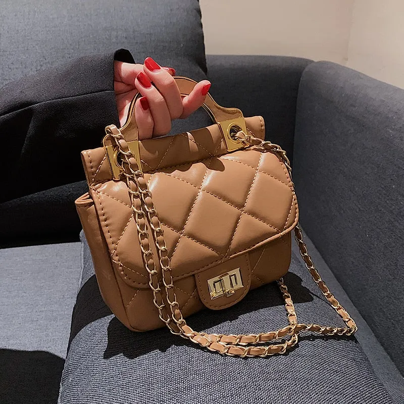 Christmas Gift Lattice Mini Tote bag 2021 New Quality PU Leather Women's Designer Handbag Luxury brand Shoulder Messenger bag Travel Purses