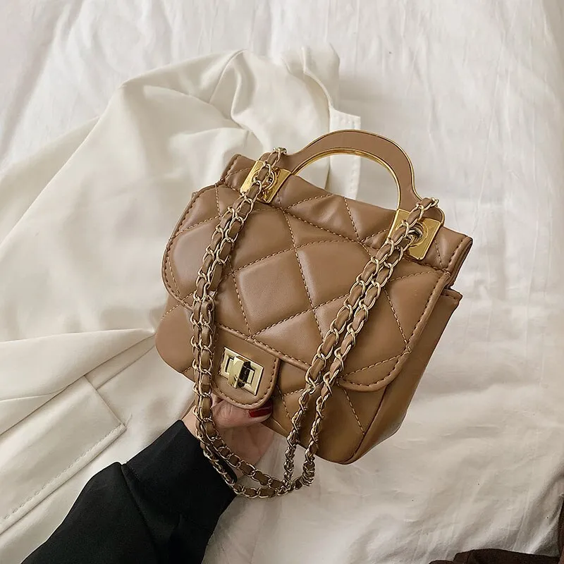 Christmas Gift Lattice Mini Tote bag 2021 New Quality PU Leather Women's Designer Handbag Luxury brand Shoulder Messenger bag Travel Purses