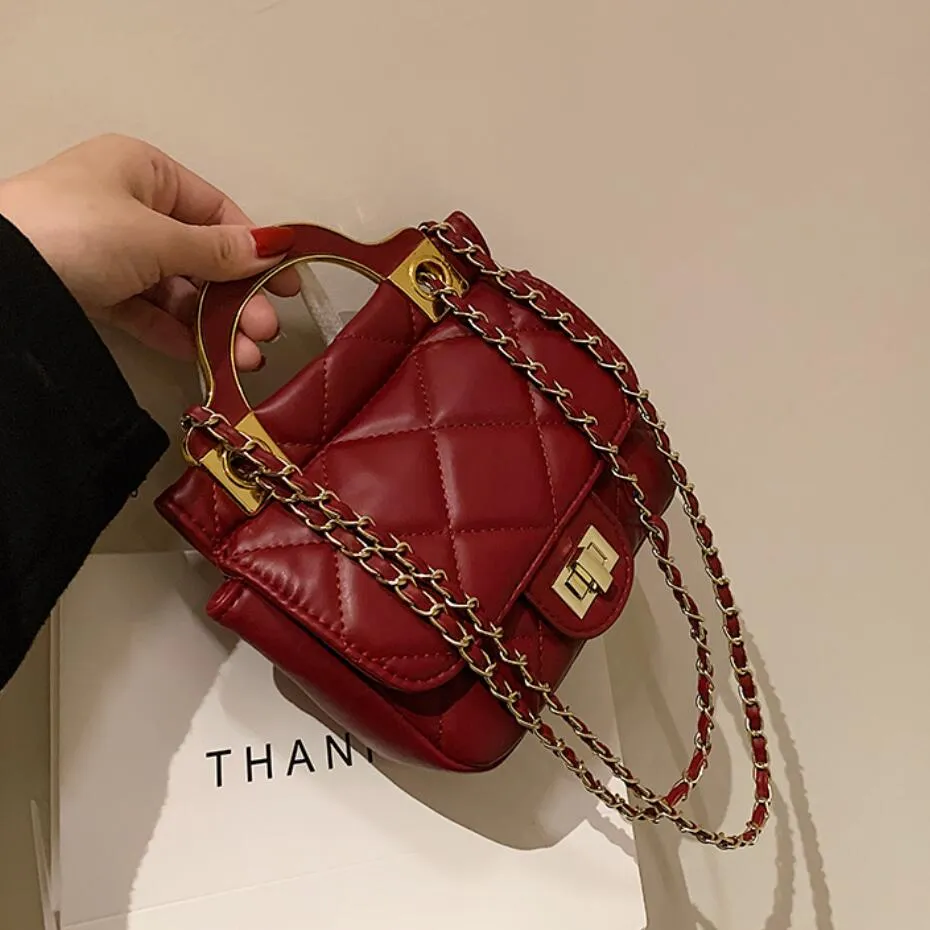 Christmas Gift Lattice Mini Tote bag 2021 New Quality PU Leather Women's Designer Handbag Luxury brand Shoulder Messenger bag Travel Purses