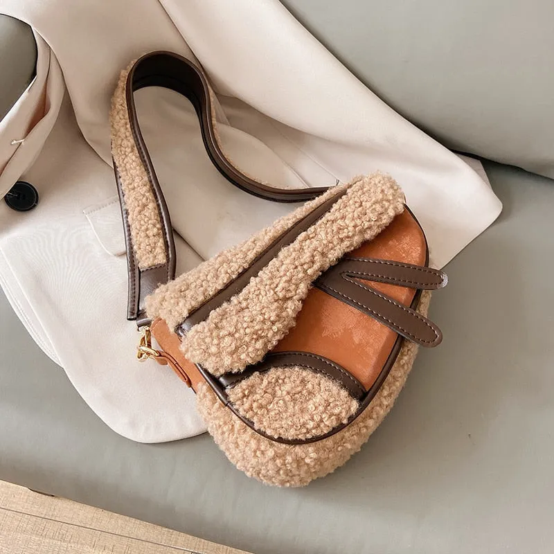 Christmas Gift с доставкой Retro Faux Fur heart bags 2021 Winter Small Crossbody Shoulder Bag Women's Branded Trend Handbags telfar bag Purses