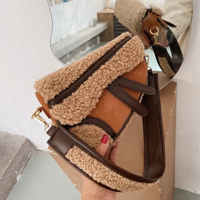 Christmas Gift с доставкой Retro Faux Fur heart bags 2021 Winter Small Crossbody Shoulder Bag Women's Branded Trend Handbags telfar bag Purses