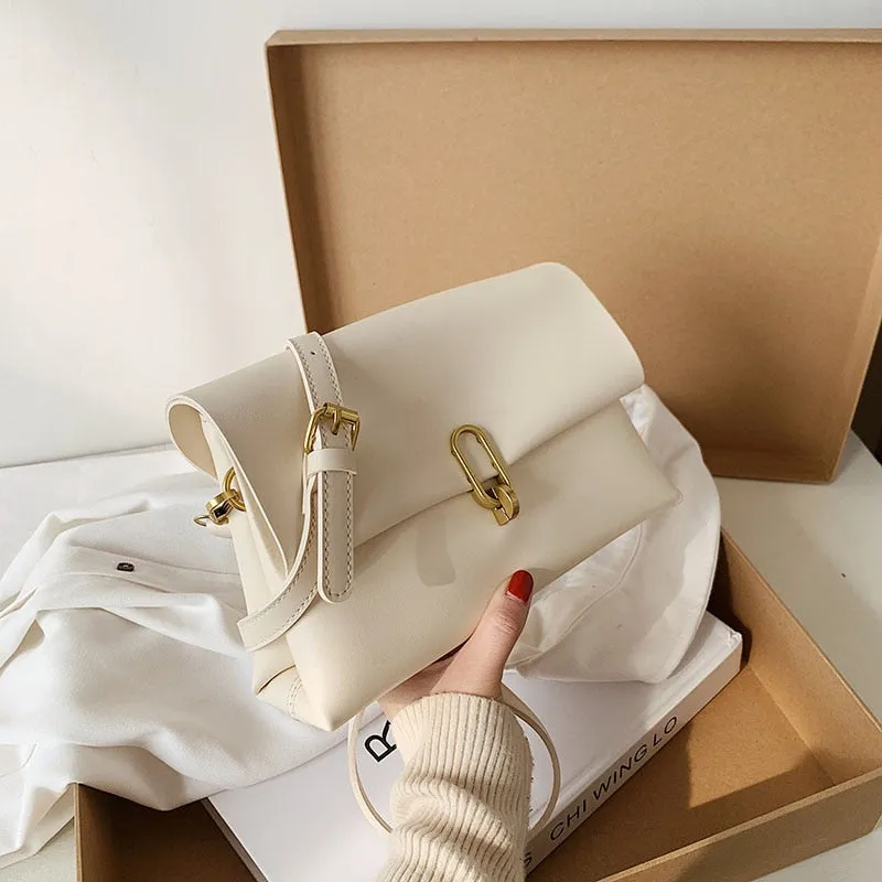 Christmas Gift Simple Design Solid Color Pu Leather Crossbody Bag for Women 2021 Female Fashion Brand Luxury Chain Shoulder Handbags and Purses