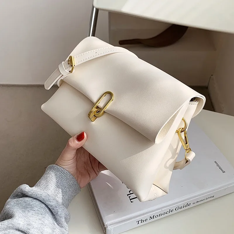 Christmas Gift Simple Design Solid Color Pu Leather Crossbody Bag for Women 2021 Female Fashion Brand Luxury Chain Shoulder Handbags and Purses