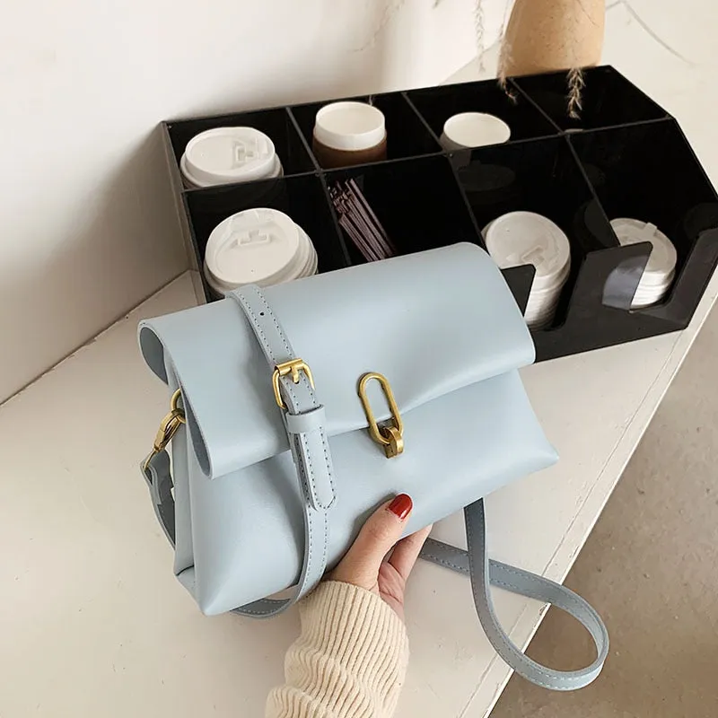 Christmas Gift Simple Design Solid Color Pu Leather Crossbody Bag for Women 2021 Female Fashion Brand Luxury Chain Shoulder Handbags and Purses