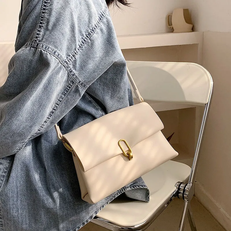 Christmas Gift Simple Design Solid Color Pu Leather Crossbody Bag for Women 2021 Female Fashion Brand Luxury Chain Shoulder Handbags and Purses