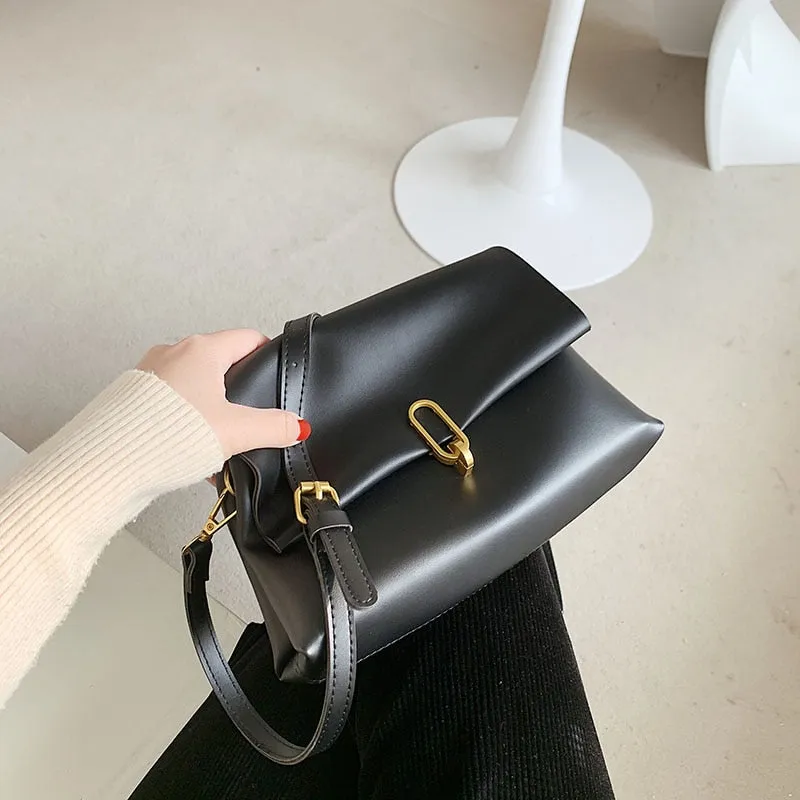 Christmas Gift Simple Design Solid Color Pu Leather Crossbody Bag for Women 2021 Female Fashion Brand Luxury Chain Shoulder Handbags and Purses