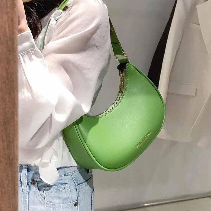Christmas Gift с доставкой Simple solid color Small PU Leather Saddle Crossbody Bags 2021 Summer Luxury Brand Chain Shoulder Handbags Purses
