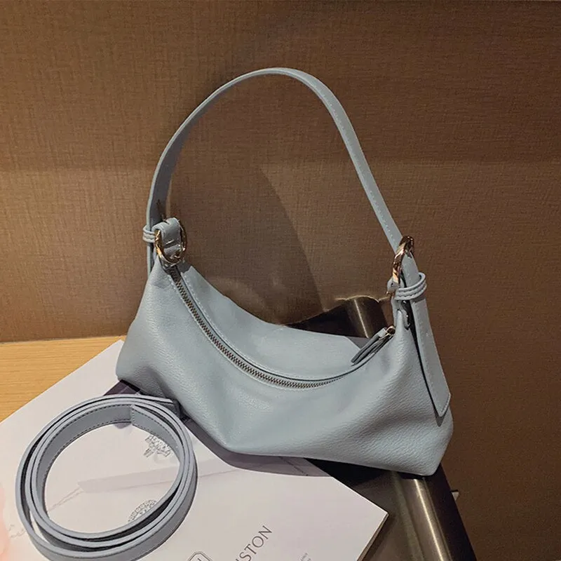 Christmas Gift Women's Fashion Soft PU leather Underarm Bags Trendy Baguette Crossbody Bags Retro Single Shouder Bags Female Casual Handbags