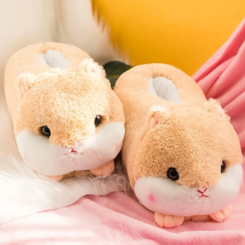 Chubby Hamster Plush Slippers