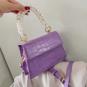 Crocodile Pattern Pearl Tote Bag 2021 Spring New High-quality PU Leather Women's Designer Handbag Small Shoulder Messenger Bag