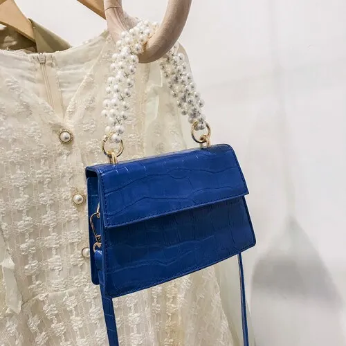 Crocodile Pattern Pearl Tote Bag 2021 Spring New High-quality PU Leather Women's Designer Handbag Small Shoulder Messenger Bag