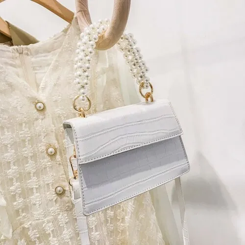 Crocodile Pattern Pearl Tote Bag 2021 Spring New High-quality PU Leather Women's Designer Handbag Small Shoulder Messenger Bag