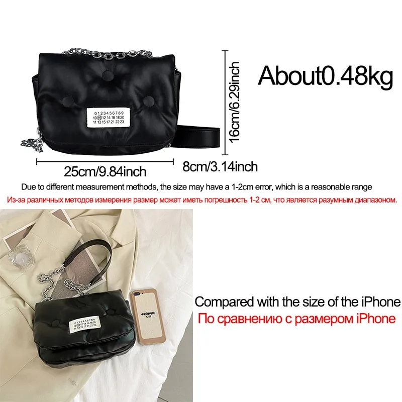 Designer Solid Color Leather Chain Shoulder Bags for Women 2021 New Fashion Handbag High Quality Crossbody Small Square Bag