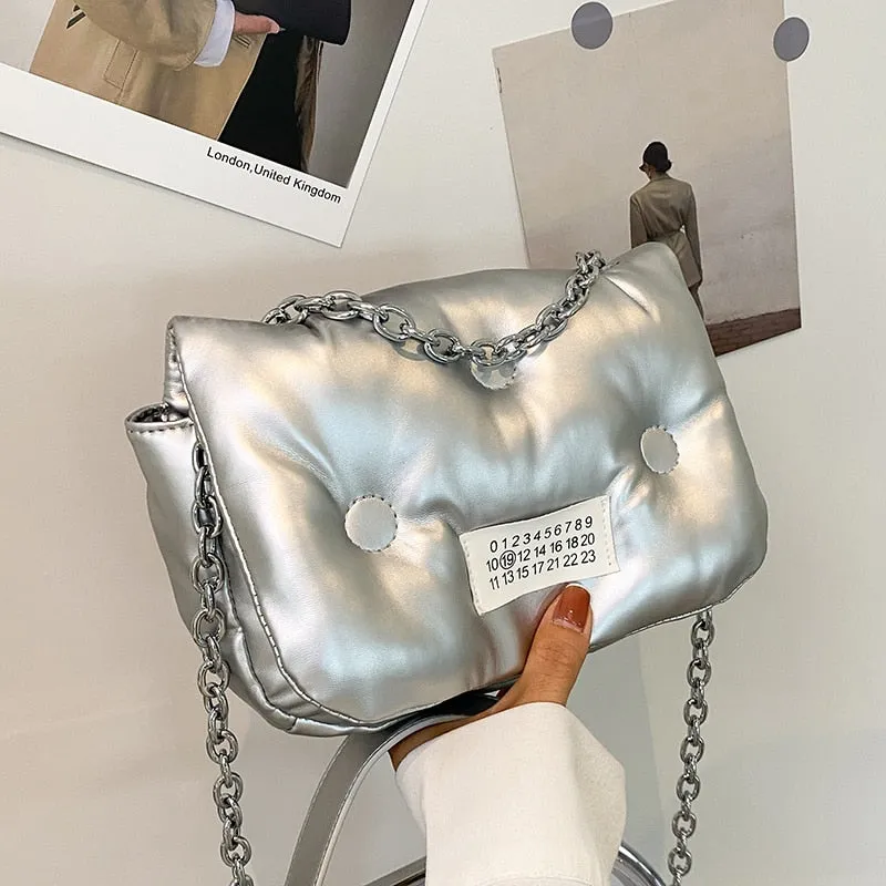 Designer Solid Color Leather Chain Shoulder Bags for Women 2021 New Fashion Handbag High Quality Crossbody Small Square Bag