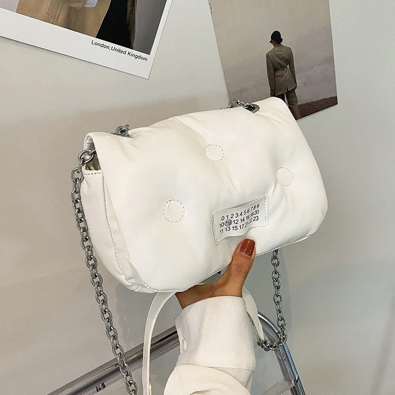 Designer Solid Color Leather Chain Shoulder Bags for Women 2021 New Fashion Handbag High Quality Crossbody Small Square Bag