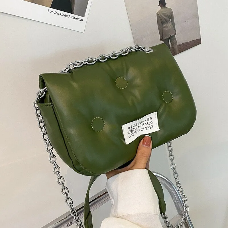 Designer Solid Color Leather Chain Shoulder Bags for Women 2021 New Fashion Handbag High Quality Crossbody Small Square Bag