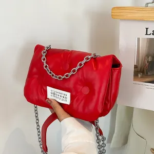 Designer Solid Color Leather Chain Shoulder Bags for Women 2021 New Fashion Handbag High Quality Crossbody Small Square Bag