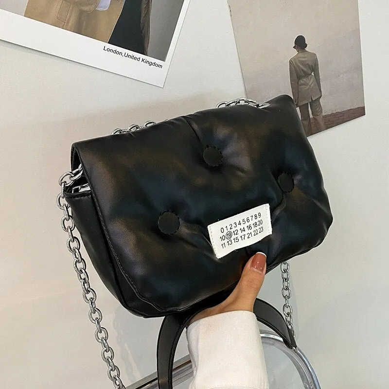 Designer Solid Color Leather Chain Shoulder Bags for Women 2021 New Fashion Handbag High Quality Crossbody Small Square Bag