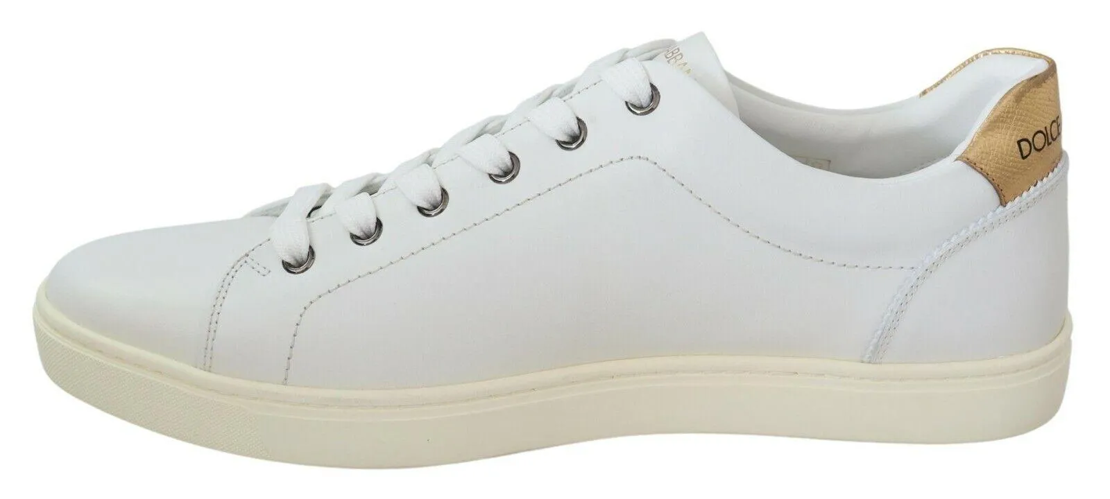 Dolce & Gabbana White Leather Heart Low Top Sneakers Casual Shoes