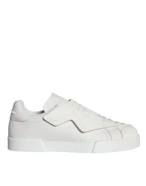 Dolce & Gabbana White Leather Slip On Low Top Sneakers Shoes