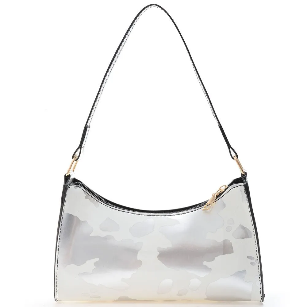 Fashion Women Cow Pattern Printing Patent Shoulder Bags PU Leather Underarm Bag Casual Ladies Top-handle Hobos Handbags Purse