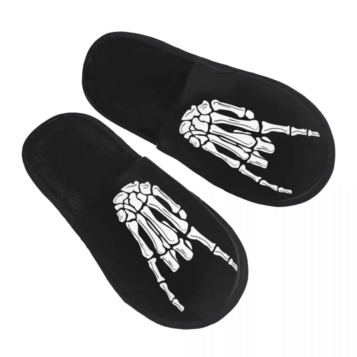 Forever Metal Skull Slippers | Death Rock Memory Foam Indoor Shoes | Cozy Goth Gift for Women
